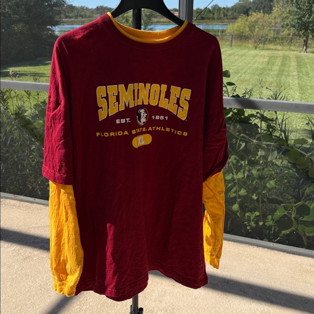 Champs Seminoles Red and Yellow Long Sleeve Tee XXL